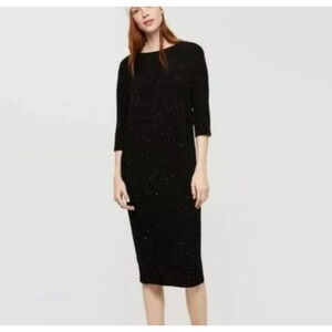 Lou & Grey Dress Womens Size Small Sweater Boatneck 3/4 Sleeve Black Cozy Date